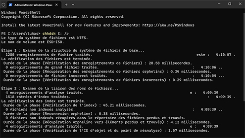 Réparez le système de fichiers en exécutant CHKDSK