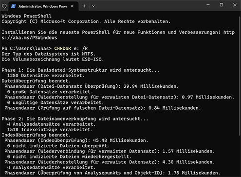 Reparieren Sie das Dateisystem, indem Sie CHKDSK ausführen