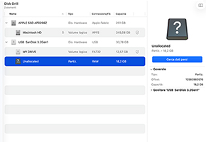 Scansiona spazio non partizionato Scansiona spazio non partizionato