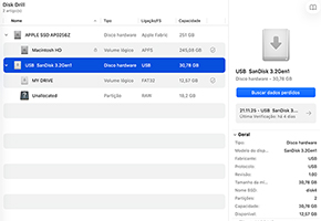 Selecione o disco onde a partição foi perdida