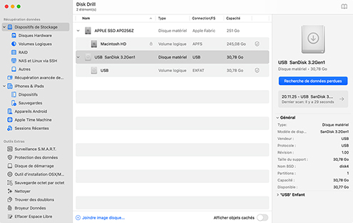 Sélectionnez le lecteur à analyser