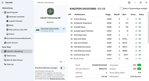 S.M.A.R.T.-Daten auslesen, um defekte Laufwerke zu erkennen