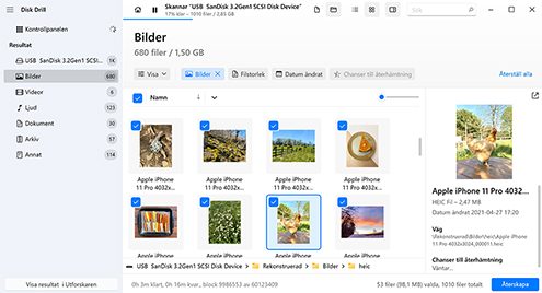 Välj vilka filer du vill återställa