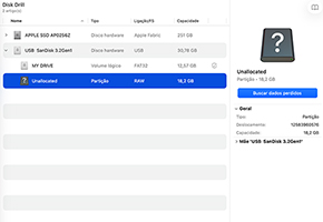 Verificar espaço não particionado