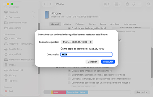 Recupera tus mensajes de texto desde una copia de seguridad de Finder o iTunes