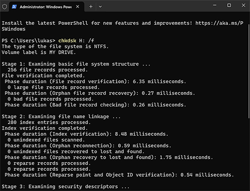 Reparera filsystemet genom att köra CHKDSK Reparera filsystemet genom att köra CHKDSK