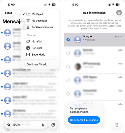 Recuperar mensajes eliminados en iPhone desde iCloud