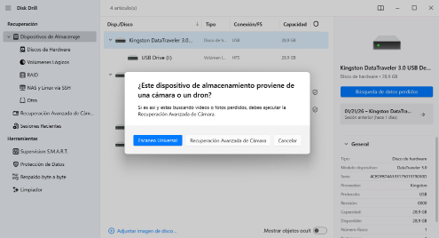 Comenzar a escanear en busca de datos perdidos