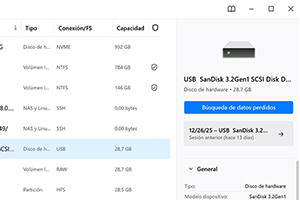 Escanea toda la tarjeta de memoria usando el escaneo predeterminado