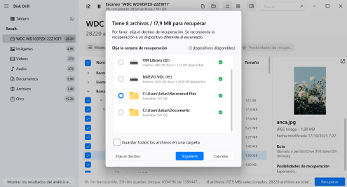 Restaurar archivos eliminados de la Papelera de reciclaje