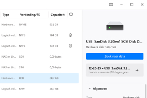 Scan de volledige geheugenkaart met de standaardscan
