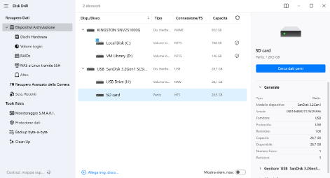 Scegli la scheda SD e il metodo di recupero di cui hai bisogno