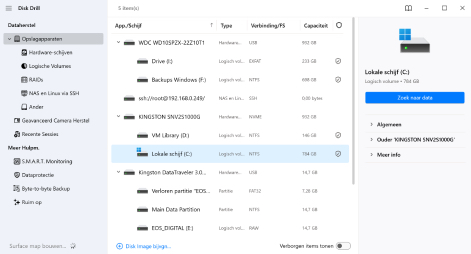 Start Disk Drill en analyseer het opslagapparaat