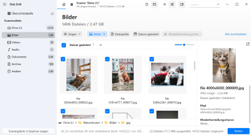 Wählen Sie aus, welche Dateien Sie von Ihrer Festplatte wiederherstellen möchten Wählen Sie aus, welche Dateien Sie von Ihrer Festplatte wiederherstellen möchten