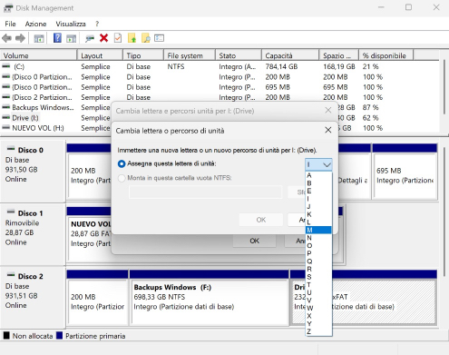 Assegna una nuova lettera di unità Assegna una nuova lettera di unità
