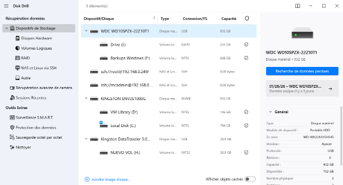 Choisissez le disque dur ou la partition Choisissez le disque dur ou la partition