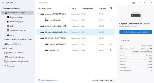 Choisissez l’emplacement et commencez à rechercher des photos perdues