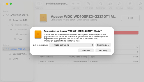 Een schijf herstellen met Schijfhulpprogramma op uw Mac