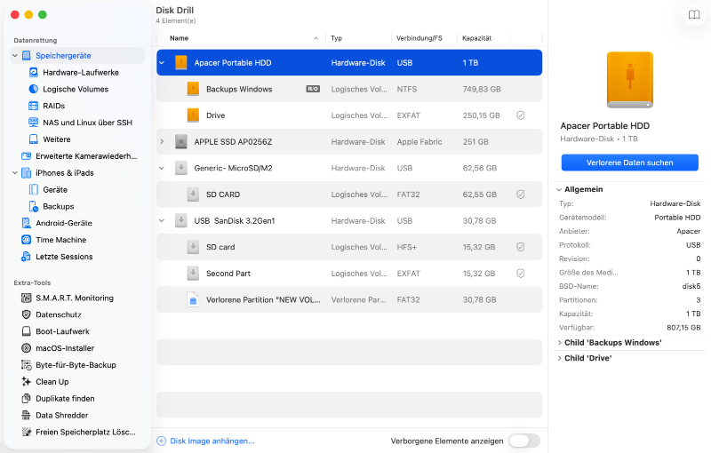Dateien von internen oder externen Festplatten auf dem Mac wiederherstellen Dateien von internen oder externen Festplatten auf dem Mac wiederherstellen