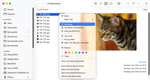 Herstel uit de Prullenbak van je Mac