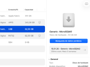 Recuperación estándar de tarjeta SD
