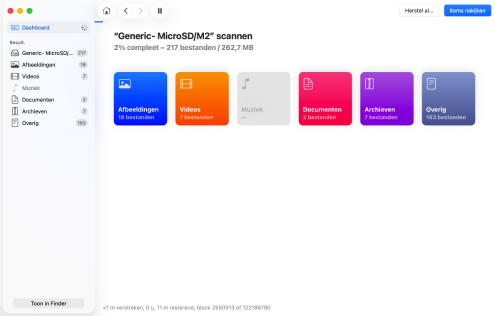 Scan uw geheugenkaart