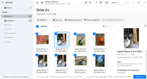Selecciona los archivos que deseas recuperar de tu disco duro