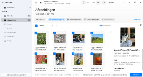 Selecteer welke bestanden u wilt herstellen