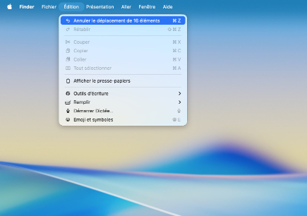 Utilisez la commande Annuler