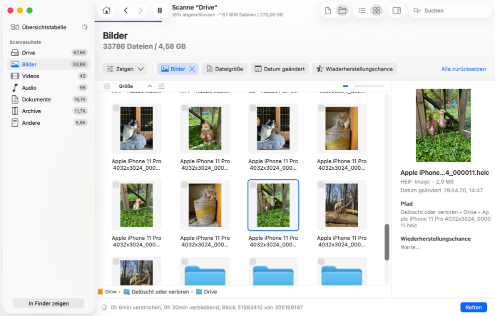 Warten Sie, bis die Software den Scan abgeschlossen hat Warten Sie, bis die Software den Scan abgeschlossen hat