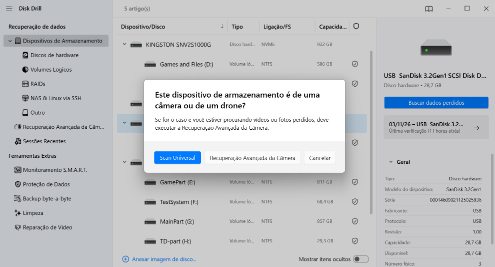 Comece a procurar dados perdidos