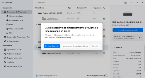 Comienza a escanear en busca de datos perdidos