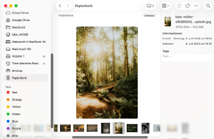 Papierkorb überprüfen