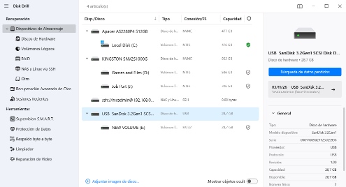 Seleccione el dispositivo del que necesita recuperar datos