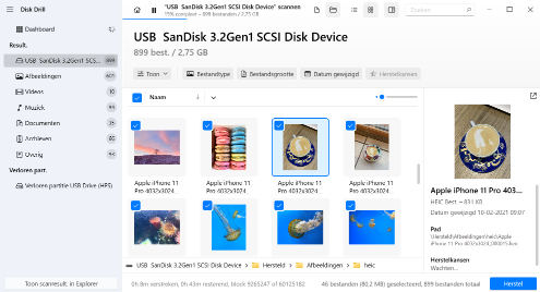 Selecteer de bestanden die u wilt herstellen