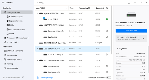 Selecteer het apparaat waarvan u gegevens wilt herstellen