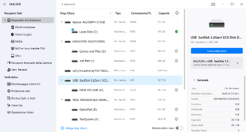 Seleziona il dispositivo da cui devi recuperare i dati Seleziona il dispositivo da cui devi recuperare i dati