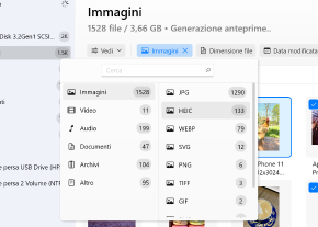 Usa "filtri" per una ricerca più rapida / seleziona il tipo di file corretto Usa "filtri" per una ricerca più rapida / seleziona il tipo di file corretto