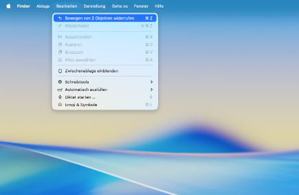 Verwenden Sie den Befehl „Rückgängig“.
