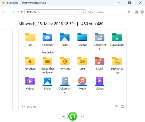 Verwenden Sie die Dateiversionsverlaufsfunktion