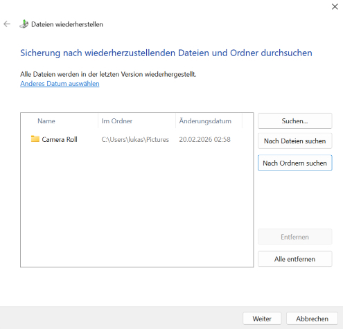 Verwenden Sie die Legacy-Funktion „Sichern und Wiederherstellen (Windows 7)“