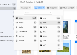 Utilisez les « filtres » pour une recherche plus rapide / sélectionnez le bon type de fichier