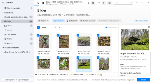 Wählen Sie aus, welche Dateien Sie wiederherstellen möchten