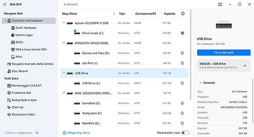 Avvia Disk Drill ed esegui la scansione della tua chiavetta USB