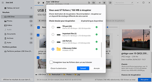 Cliquez sur le bouton Récupérer pour restaurer les fichiers sélectionnés.