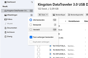 Controleer alle drie de herstelmappen