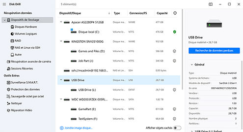 Lancez Disk Drill et analysez votre clé USB