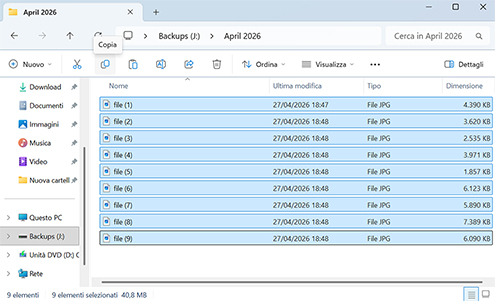 Ripristina da un backup manuale