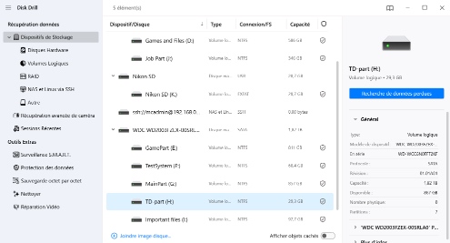 Sélectionnez le lecteur et recherchez les fichiers perdus
