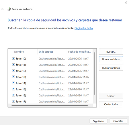 Usa la característica de Copia de seguridad y restauración heredada (Windows 7)